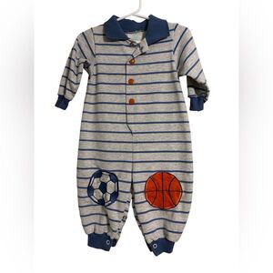 Vintage Healthtex Baby Boy Long-Sleeve Collared Romper – 12M